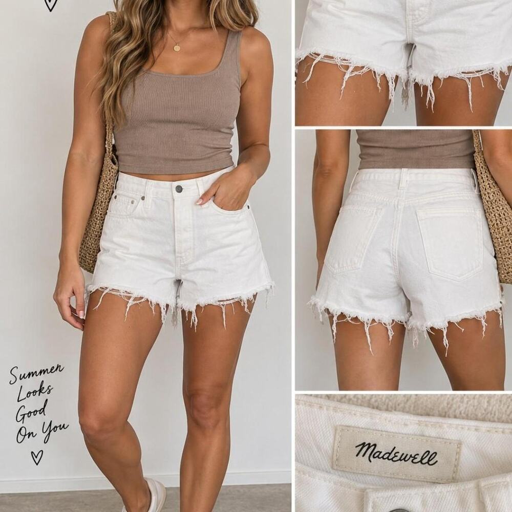 Madewell white denim shorts
